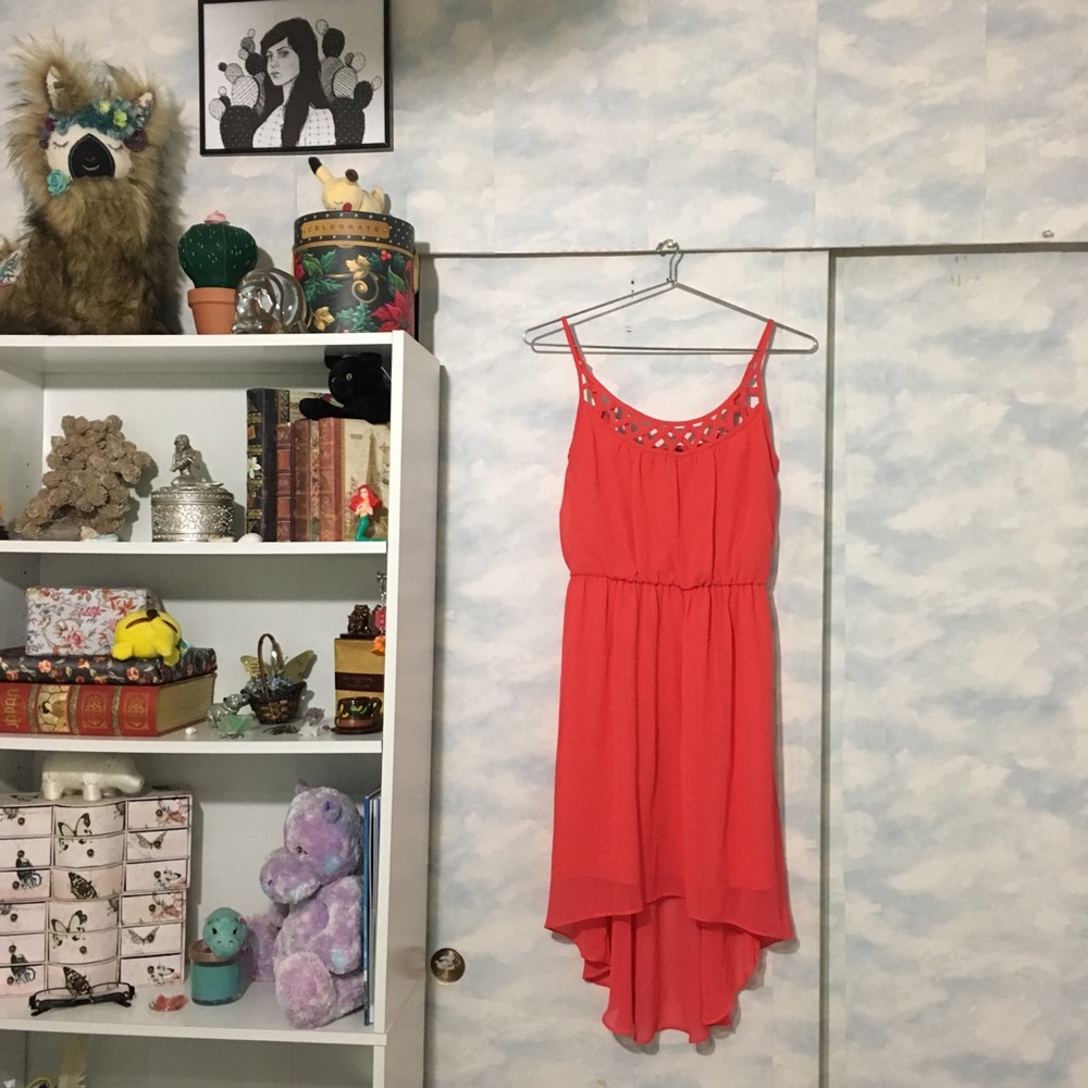 BCX hi Low Coral Dress XS Crisscross